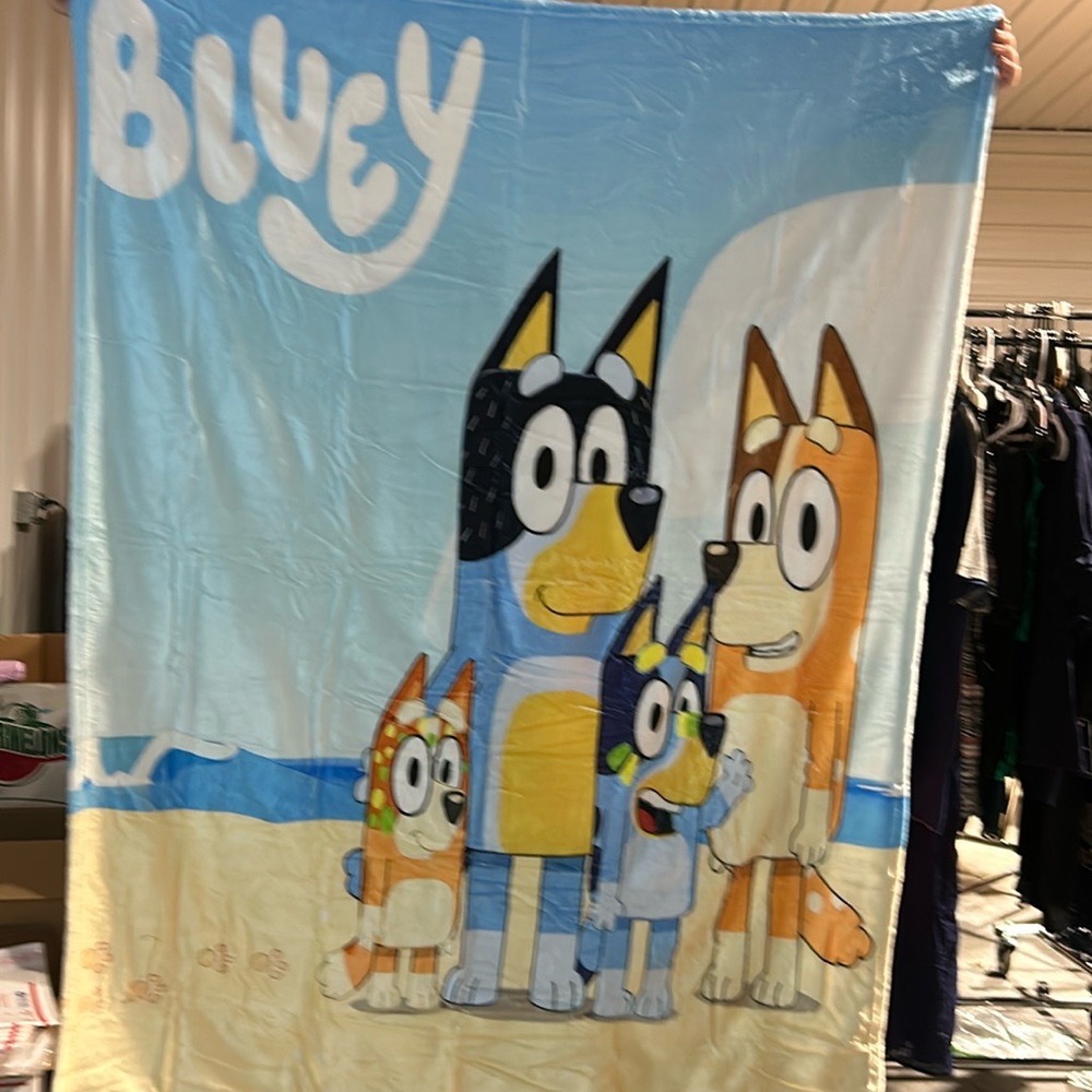 Plush Throw Blanket - Light Blue Beach Design